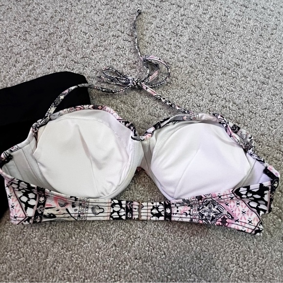 Victorias Secret Foldover Bikini Black Pink Sz 34C / M Convertible Cheeky Padded - Picture 8 of 12